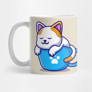 Cute Cat Sleeping On Cup Coffee Cartoon Mug